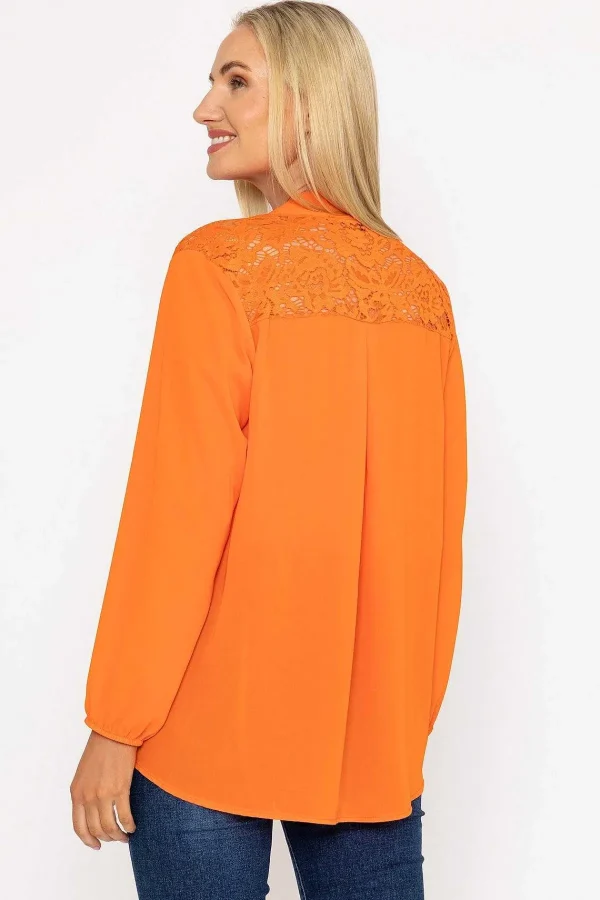 Pala D'oro Orange Lace Back Blouse*Women Tops & Blouses