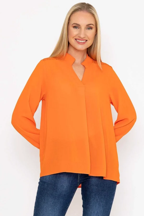 Pala D'oro Orange Lace Back Blouse*Women Tops & Blouses