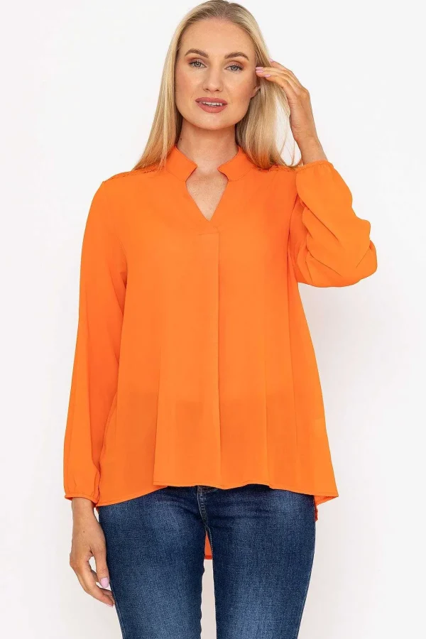 Pala D'oro Orange Lace Back Blouse*Women Tops & Blouses