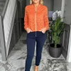 Pala D'oro Orange Lace Bomber Jacket*Women Coats & Jackets