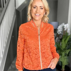 Pala D'oro Orange Lace Bomber Jacket*Women Coats & Jackets