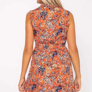 Kelly & Grace Weekend Orange Print Viscose Mini Dress* Skater