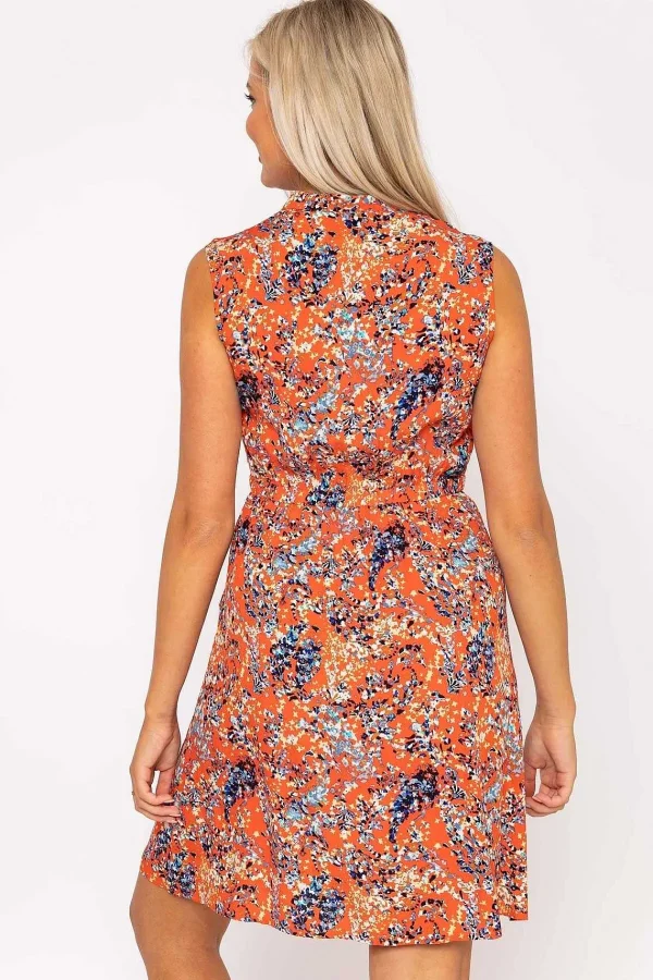 Kelly & Grace Weekend Orange Print Viscose Mini Dress* Skater