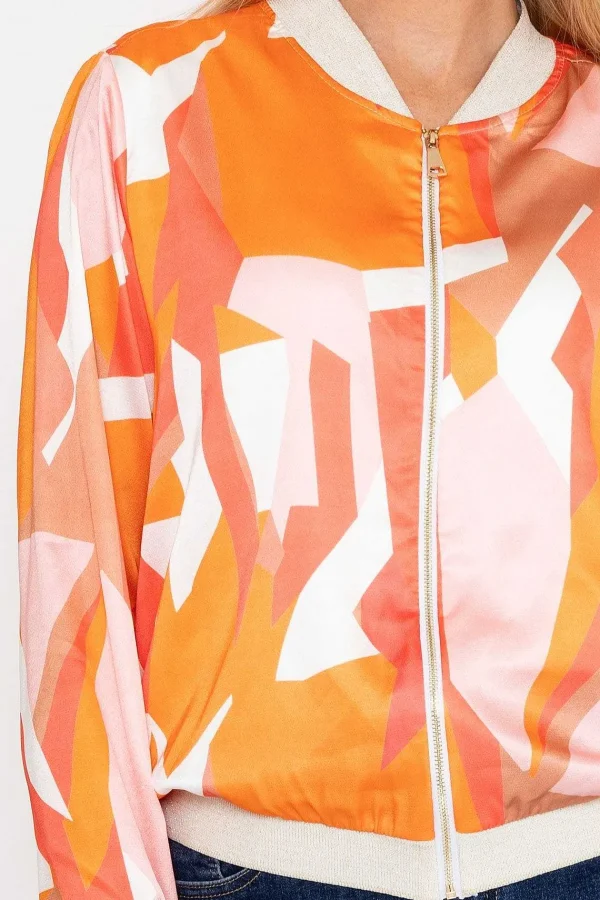 Pala D'oro Orange Printed Bomber Jacket*Women Coats & Jackets