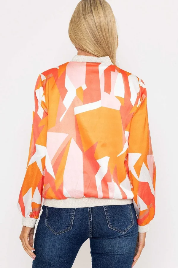 Pala D'oro Orange Printed Bomber Jacket*Women Coats & Jackets