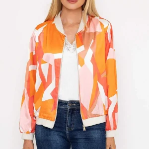 Pala D'oro Orange Printed Bomber Jacket*Women Coats & Jackets