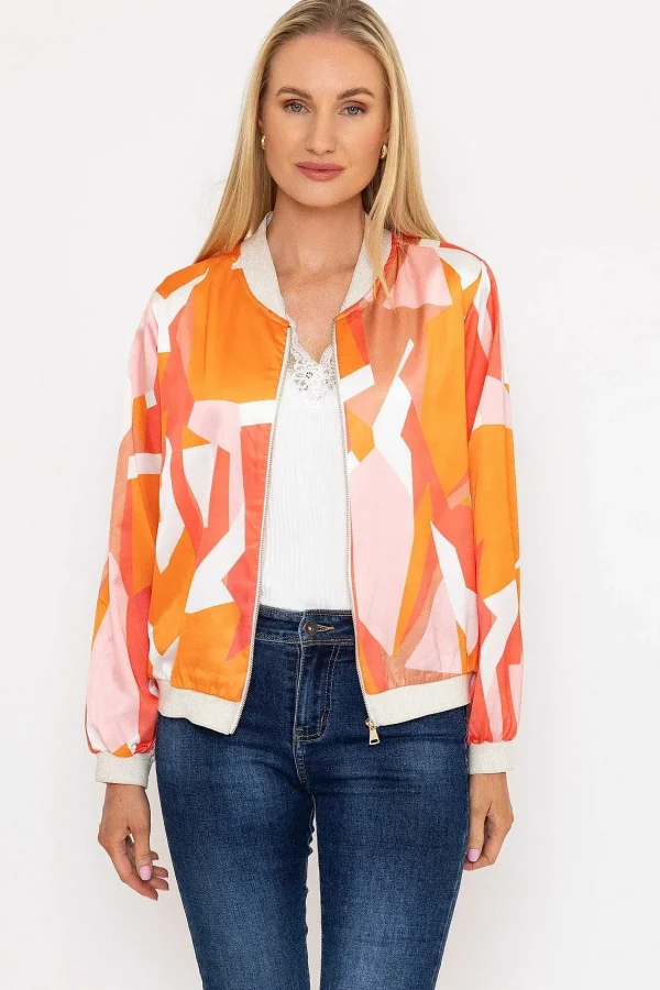 Pala D'oro Orange Printed Bomber Jacket*Women Coats & Jackets