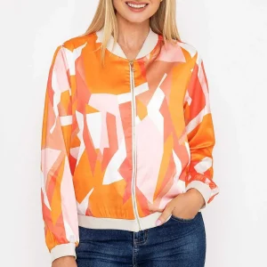 Pala D'oro Orange Printed Bomber Jacket*Women Coats & Jackets