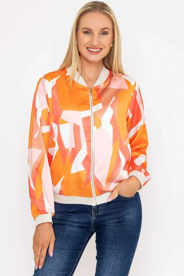 Pala D'oro Orange Printed Bomber Jacket*Women Coats & Jackets