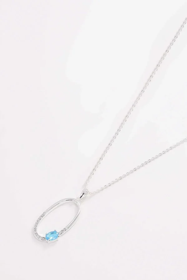 Joularie Oval Pendant With Blue Stone* Her