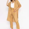 Pala D'oro Oversized Linen Shirt In Camel*Women Tops & Blouses