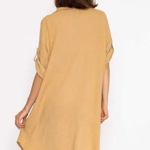 Pala D'oro Oversized Linen Shirt In Camel*Women Tops & Blouses