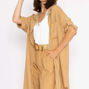 Pala D'oro Oversized Linen Shirt In Camel*Women Tops & Blouses