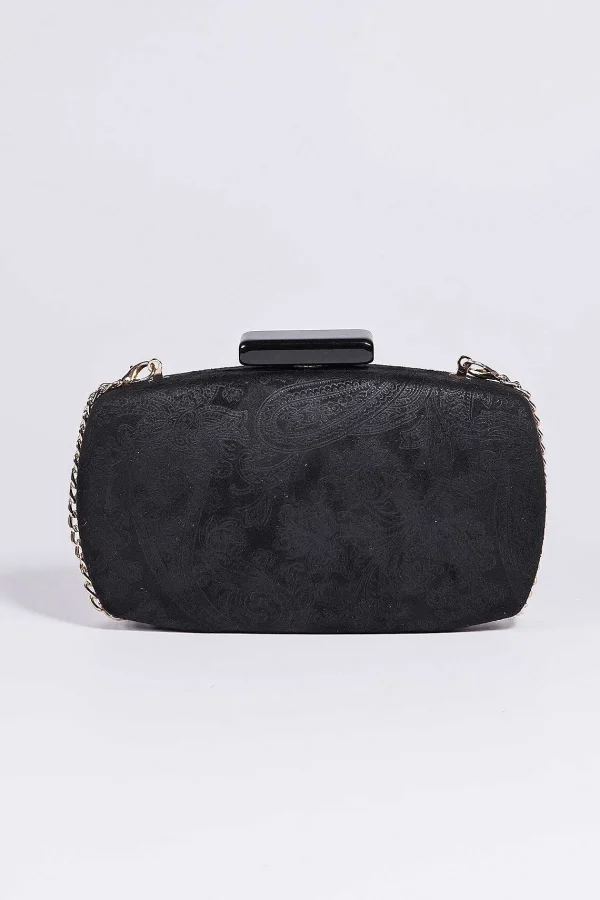 SOUL Accessories Paisley Fabric Clutch In Black* Teenager