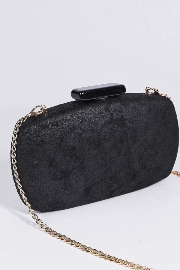 SOUL Accessories Paisley Fabric Clutch In Black* Teenager