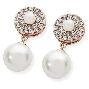 Tipperary Crystal Jewellery Pave Circle With Drop Pearl Earrings* Boxed Gifts