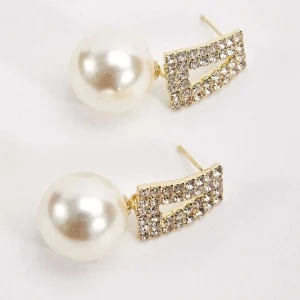 Soul Jewellery Pave Geometric Pearl Drop Earrings* Boxed Gifts