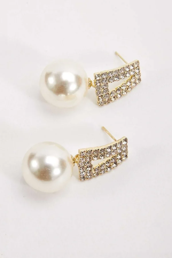 Soul Jewellery Pave Geometric Pearl Drop Earrings* Boxed Gifts