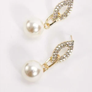 Soul Jewellery Pave Link Pearl Drop Earrings* Boxed Gifts