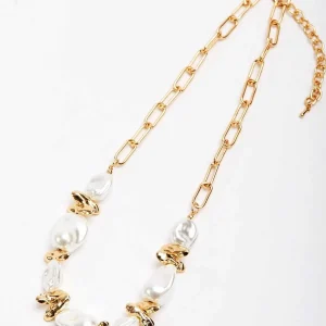 Joularie Pearl And Gold Beaded Necklace*Women Classic Fashion