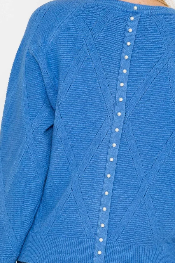 J'aime la Vie Pearl Back Knit In Blue*Women Jumpers & Cardigans