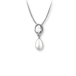 Newbridge Silverware Jewellery Pearl Drop Pendant With Clear Stone* Gran