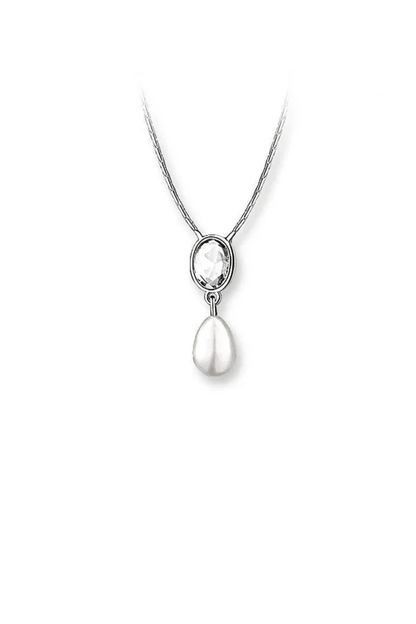 Newbridge Silverware Jewellery Pearl Drop Pendant With Clear Stone* Gran