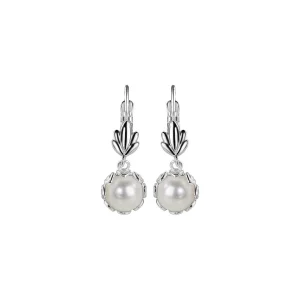 Newbridge Silverware Jewellery Pearl Leaf Drop Earrings* Boxed Gifts