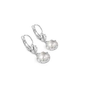 Newbridge Silverware Jewellery Pearl Leaf Drop Earrings* Boxed Gifts