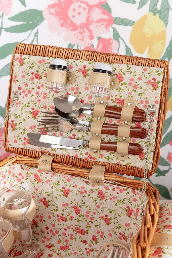 Carraig Donn HOME 4 Person Pink Floral Picnic Basket* Homeware