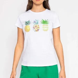 Pala D'oro Pineapple Printed T-Shirt In White*Women Tops & Blouses