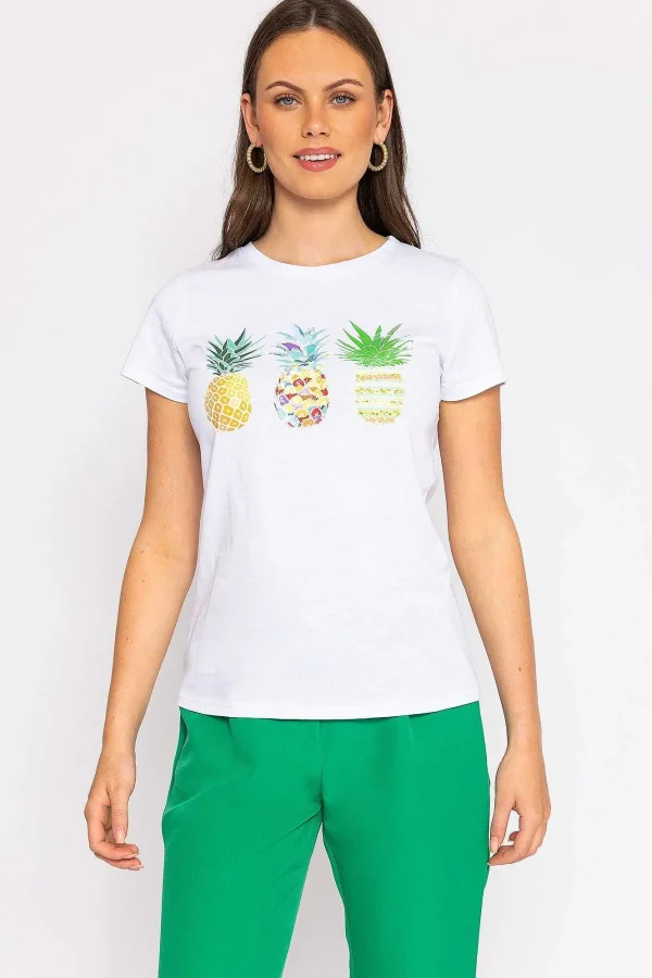 Pala D'oro Pineapple Printed T-Shirt In White*Women Tops & Blouses