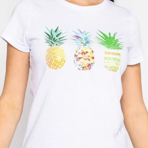 Pala D'oro Pineapple Printed T-Shirt In White*Women Tops & Blouses