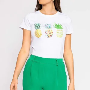 Pala D'oro Pineapple Printed T-Shirt In White*Women Tops & Blouses