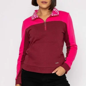 Kelly & Grace Weekend Pink 1/4 Zip Pocket Sweatshirt*Women Hoodies & Sweatshirts