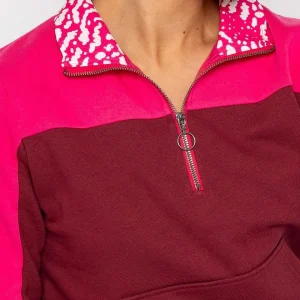 Kelly & Grace Weekend Pink 1/4 Zip Pocket Sweatshirt*Women Hoodies & Sweatshirts