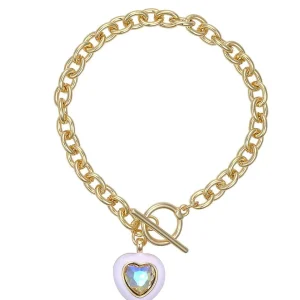 Knight & Day Pink Enamel Heart Bracelet* Boxed Gifts