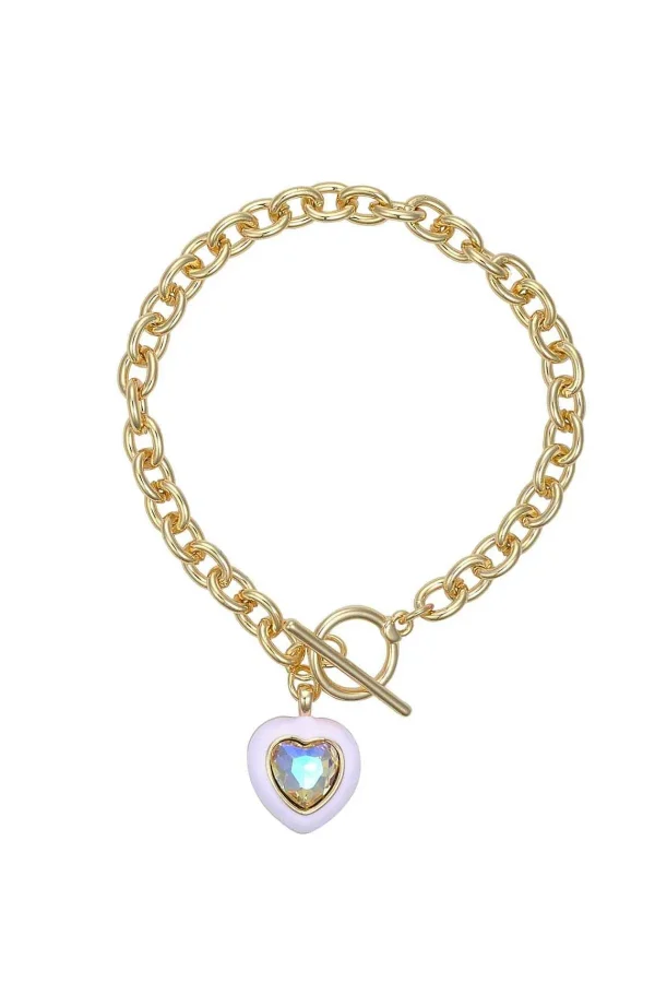 Knight & Day Pink Enamel Heart Bracelet* Boxed Gifts