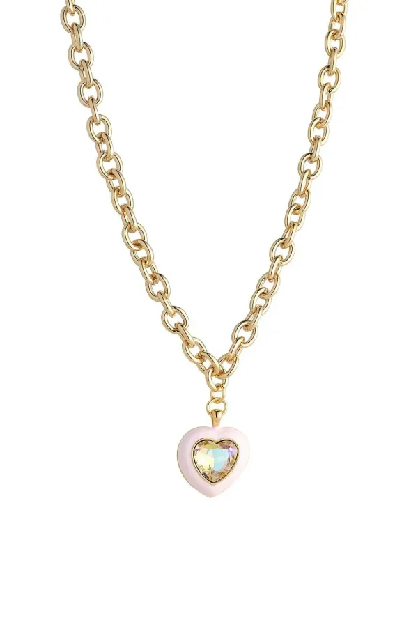 Knight & Day Pink Enamel Heart Short Necklace* Boxed Gifts