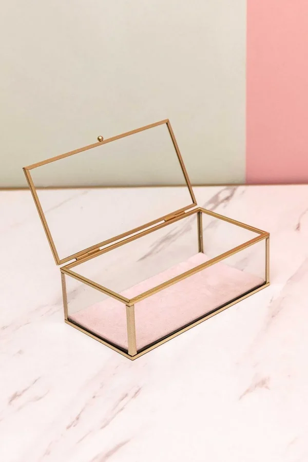 Carraig Donn Dwell Pink Glass Lidded Jewellery Box* Homeware