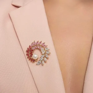 Knight & Day Pink Pearl Brooch* Crystals & Colour
