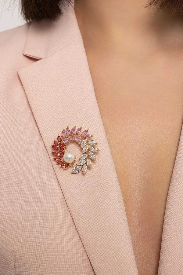 Knight & Day Pink Pearl Brooch* Crystals & Colour