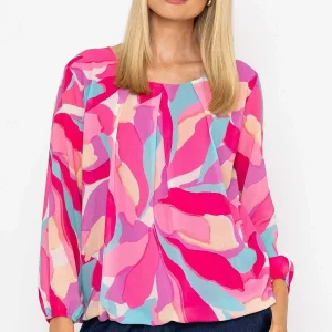 Pala D'oro Pink Printed Long Sleeve Blouse*Women Tops & Blouses