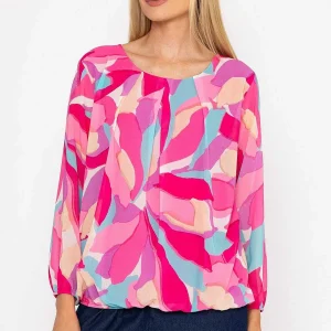Pala D'oro Pink Printed Long Sleeve Blouse*Women Tops & Blouses