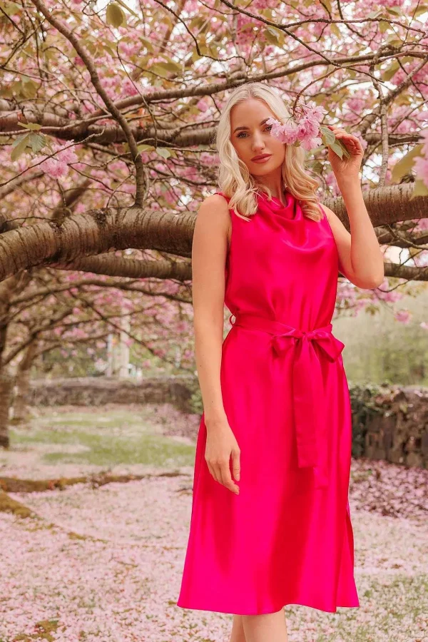 Rowen Avenue Pink Satin Cowl Neck Dress*Women Dresses & Jumpsuits