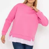 Pala D'oro Pink Sweatshirt With Stripe Shirt Insert*Women Hoodies & Sweatshirts