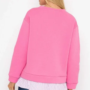 Pala D'oro Pink Sweatshirt With Stripe Shirt Insert*Women Hoodies & Sweatshirts