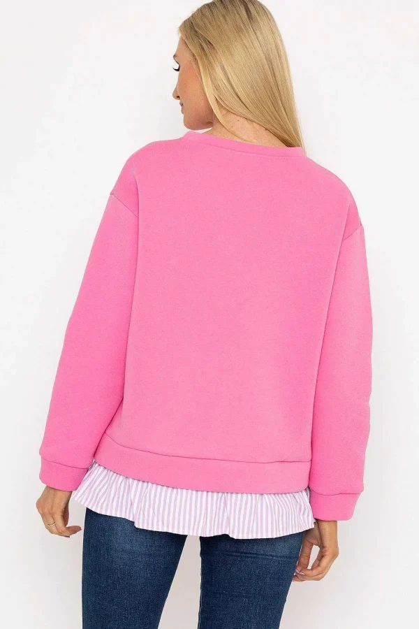 Pala D'oro Pink Sweatshirt With Stripe Shirt Insert*Women Hoodies & Sweatshirts