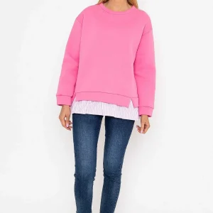 Pala D'oro Pink Sweatshirt With Stripe Shirt Insert*Women Hoodies & Sweatshirts