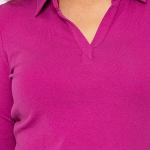 Voulez Vous Plain Collared Top In Magenta*Women Tops & Blouses